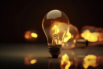 3d render light bulb glowing from generative ai