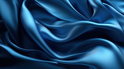 blue silk satin fabric textture for background. Generative AI