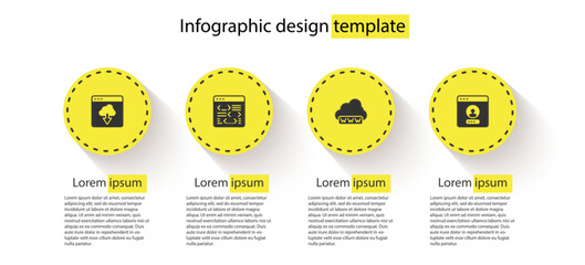 Set Cloud technology data transfer, Software, Web development and Create account screen. Business infographic template. Vector