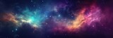 Fototapeta Fototapety kosmos - Purple Yellow Blue Space , Panoramic Background. Generative AI
