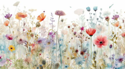 Wall Mural - summer meadow background. illustration ai generative.
