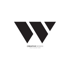 Modern shape letter W V or V W unique flat monogram black logo