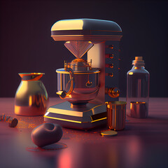 Wall Mural - Coffee machine and coffee cup. 3d render illustration.