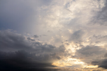 Wall Mural - beautiful moody sky with dark clouds at sunset, sky remplacement, nature background
