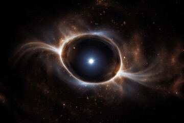 Wall Mural - black hole illustration in outer space. wormhole in universe. created with generative ai