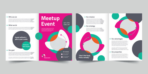 Wall Mural - Meetup Event bifold brochure template. A clean, modern, and high-quality design bifold brochure vector design. Editable and customize template brochure
