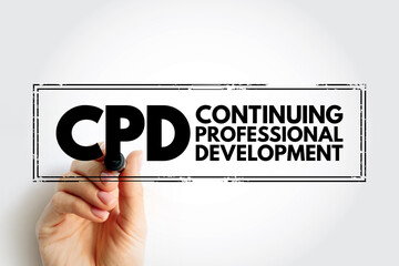 Aufkleber - CPD Continuing Professional Development - continuing education to maintain knowledge and skills, acronym text stamp concept background