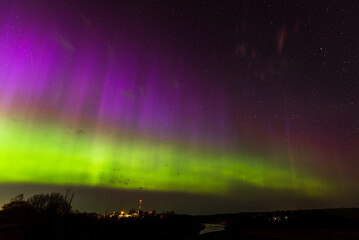 Poster - Aurora borealis, The Northern lights at Kuldiga, Latvia.