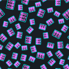Poster - Line Music playlist icon isolated seamless pattern on black background. Vector