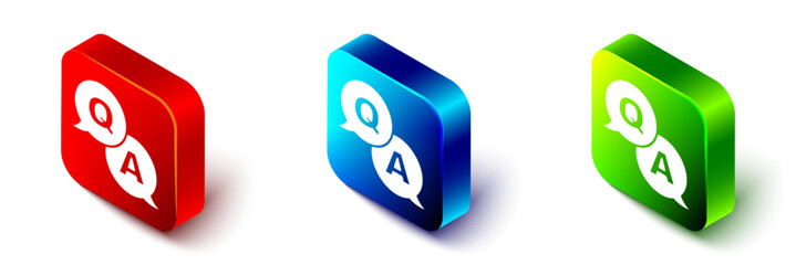 Poster - isometric speech bubbles with question and answer icon isolated on white background. q and a symbol.