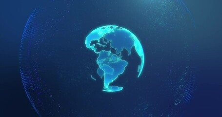 Wall Mural - Rotating digital earth.Repeatable footage.
Global network and digital data technology concepts.