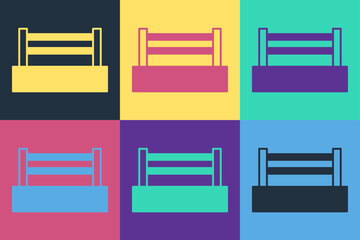 Wall Mural - Pop art Boxing ring icon isolated on color background. Vector