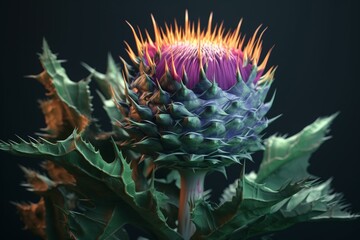 Wall Mural - Colorful cartoon cardoon with detailed 3D body. Generative AI