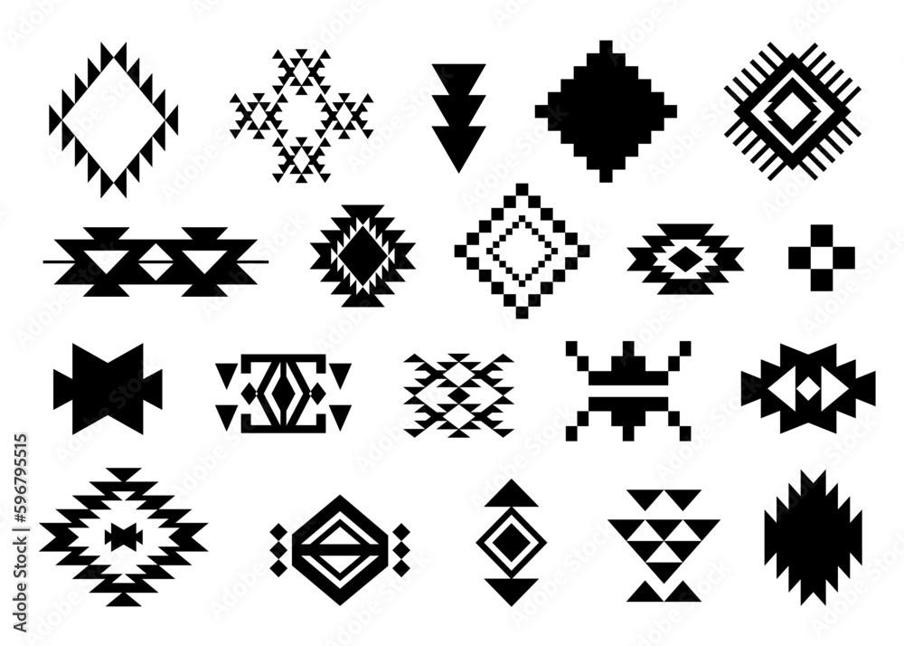 Aztec Navajo Elements set Southwestern symbols Stock Vector | Adobe Stock