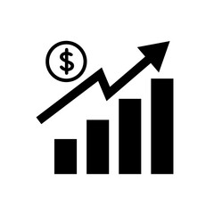 Aufkleber - Dollar price increase silhouette icon. Exchange rate. Vector.