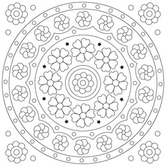 Floral mandala. Coloring page. Vector illustration of mandala