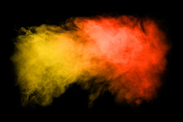 Wall Mural - movement of smoke, red and blue and green smoke swirl on black background, color smoke on black back