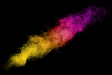 Wall Mural - abstract art colored powder on black background. frozen abstract movement of dust explosion multiple