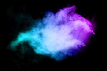 Wall Mural - Abstract Atmospheric Colored Smoke, Close-up. Isolated on Black Background.