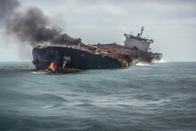 A Large Cargo Tanker Crashes At Sea, Generative AI.