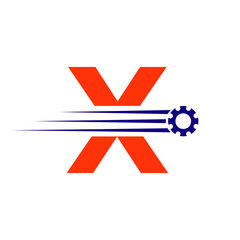 Wall Mural - Initial Letter X Gear Cogwheel Logo. Automotive Industrial Icon, Gear Logo, Car Repair Symbol