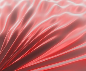Poster - Abstract 3d illustration of red and white volumetric curved lines in the form of a sea or folds of fabric. Soft surface