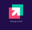 © Zeybart - Arrow direction change logo. Unique design color transitions. Custom cross direction change starter logo template. vector.
