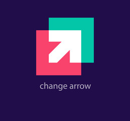 Arrow direction change logo. Unique design color transitions. Custom cross direction change starter logo template. vector.