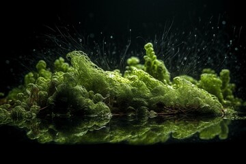 Moss and algae submerged in water. Generative AI