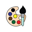 © Inna - Palette icon. Paints for drawing for children isolated on white background. Vector illustration