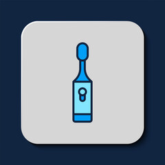 Poster - Filled outline Electric toothbrush icon isolated on blue background. Vector