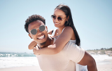Aufkleber - Id trade him for nothing. Shot of a young couple having fun at the beach together.