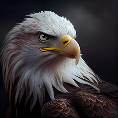 Wall Mural - Bald Eagle on a dark background. 3d render illustration.