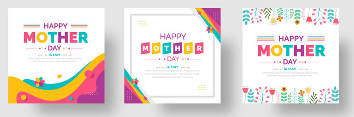 happy mother day social media post banner design or background design template set.