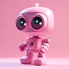 A pink robot is standing on a pink surface. AI generative.