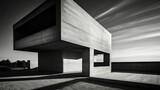 Fototapeta  - Minimalist Design in Black and White: A Photographic Journey of a House with Generative AI