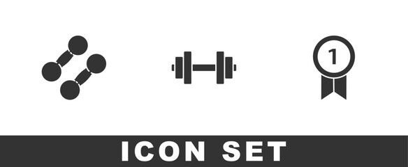 Canvas Print - Set Dumbbell, and Medal icon. Vector