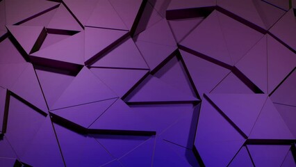 Poster - Purple triangular constructor. Design. Triangles made in computer graphics that separate and connect.