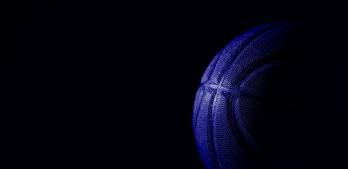 Wall Mural - Closeup detail of basketball ball texture background. Horizontal sport theme poster, greeting cards, headers, website and app