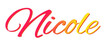 Nocole - red and yellow color - female name - ideal for websites, emails, presentations, greetings, banners, cards, books, t-shirt, sweatshirt, prints

