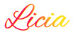 Licia - red and yellow color - female name - ideal for websites, emails, presentations, greetings, banners, cards, books, t-shirt, sweatshirt, prints
