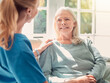 © Courtney/peopleimages.com - Youre never too important to help others. Shot of a senior woman being supported by her nurse at home.
