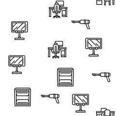 Wall Mural - office gadget computer business vector seamless pattern