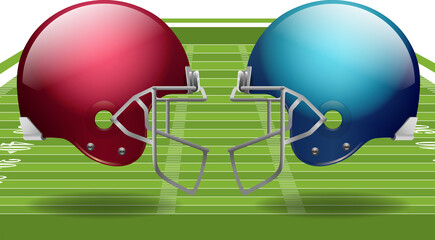 Wall Mural - American Football Field and Helmets