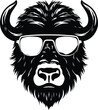 Bison In Sunglasses Logo Monochrome Design Style
