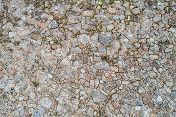 detail of a cobblestone floor, top drone view