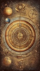 an astrology chart with planetary alignment illustration. generative ai.
