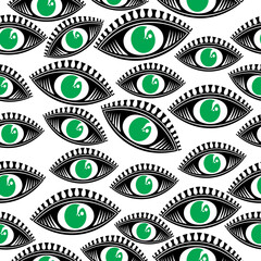 Canvas Print - Hand drawn seamless vector pattern with eyes.  Poster, print, card, fabric and wrapping