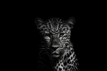 Sticker - majestic leopard in black and white. Generative AI