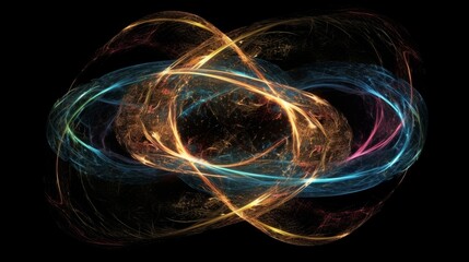 Wall Mural - A digital illustration of quantum entanglement with fractal like energy. Generative AI. 